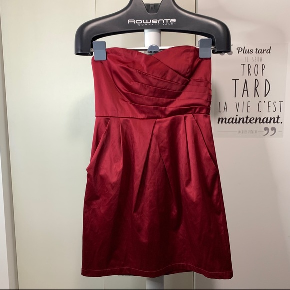 Red Strapless Mini Dress - Picture 1 of 8
